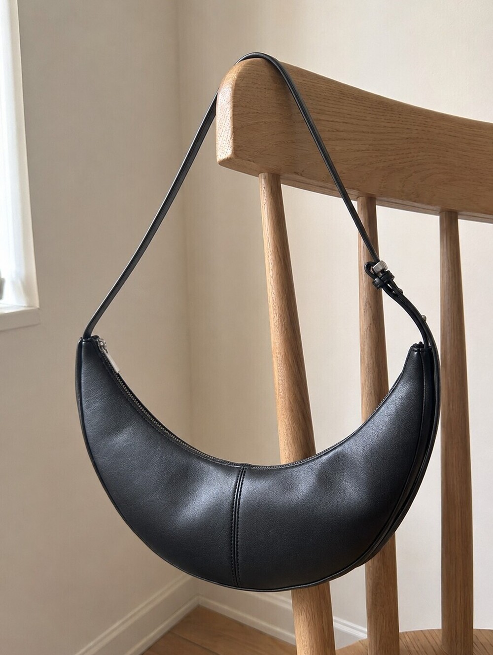 BCBG Black Skinny Crescent Sling Shoulder Bag NWT